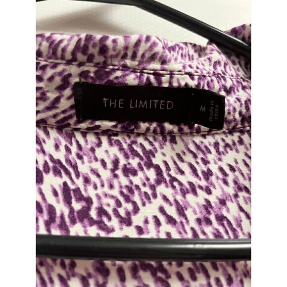 The Limited Womens Popover Long Sleeve tunic Blouse Purple white Size Medium - Picture 3 of 7